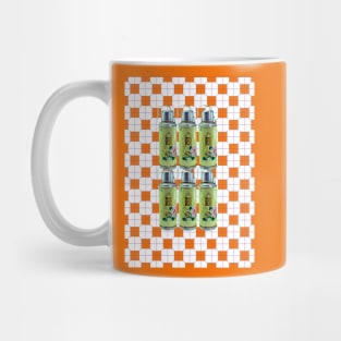 Vintage Thermos Green with Orange Tile Floor Pattern - Retro Hong Kong Mug